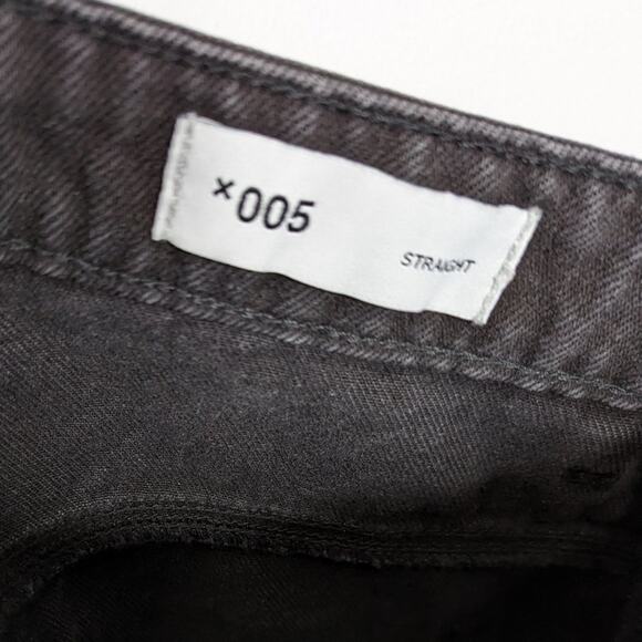 COLLUSION x005 Washed Black Straight Leg Jeans Cutoff High Rise Size 26 - Picture 8 of 9